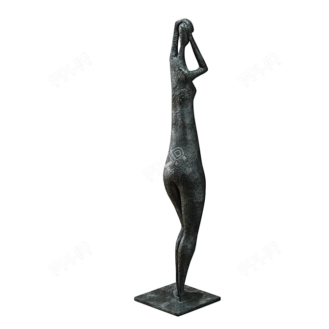 Bronze Standing Figure Sculpture 3D model image 2