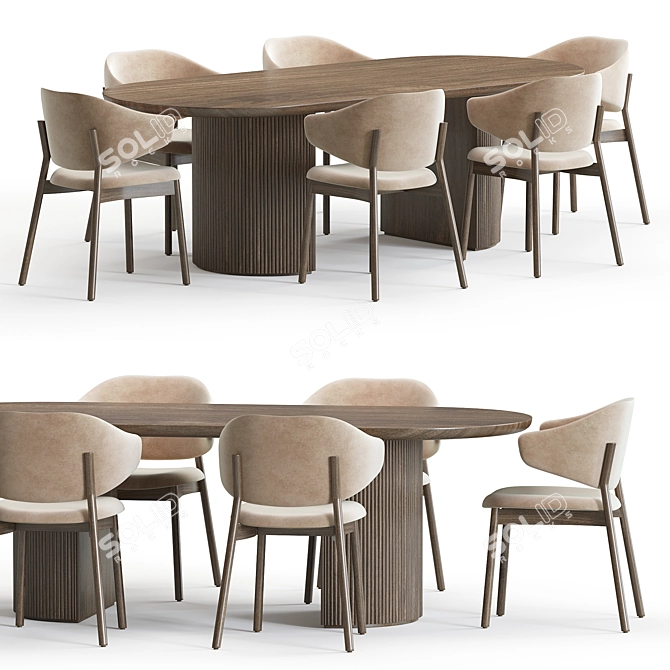 Modern Calligaris Holly Chair and Gubi Moon Table 3D model image 1