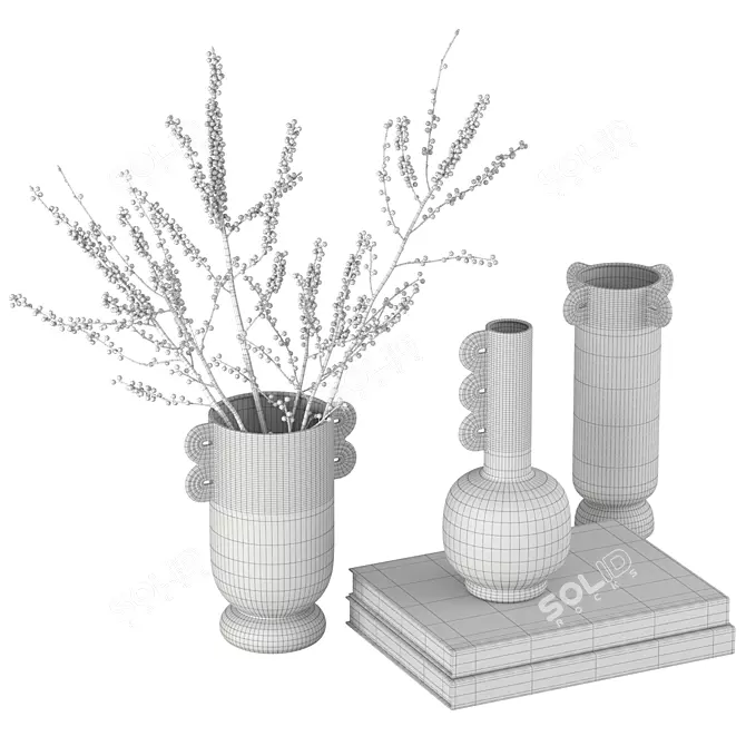 Elegant Vase Set & Decor 3D model image 3