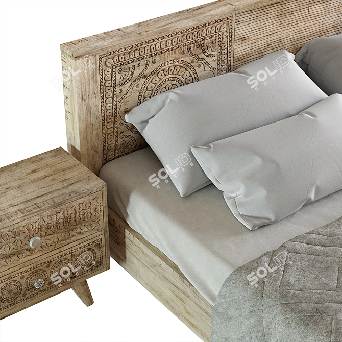 Puro Mango Wood Bed by Kare 3D model image 2