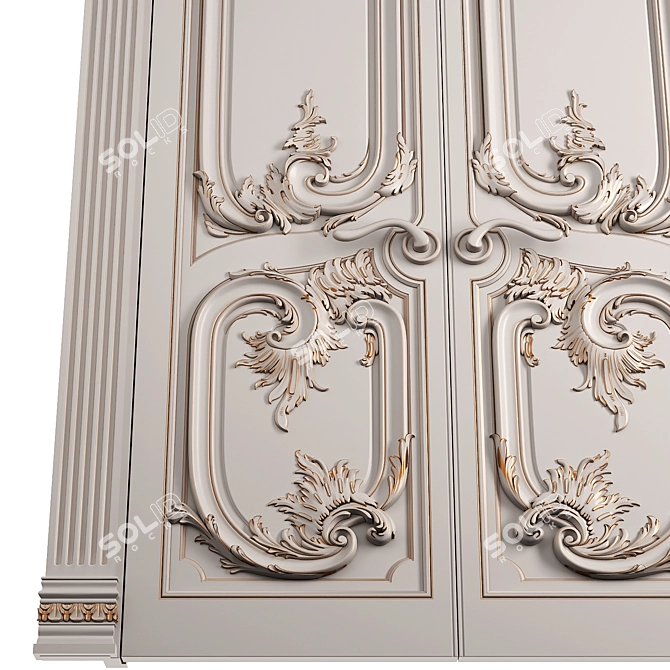 Baroque Style Classic Doors 3D model image 3