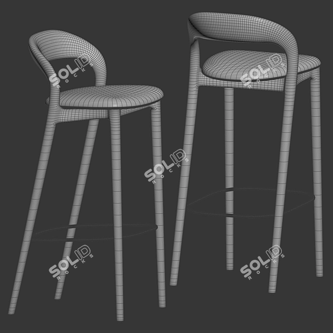 Artisan Neva Velvet Bar Chair 3D model image 3