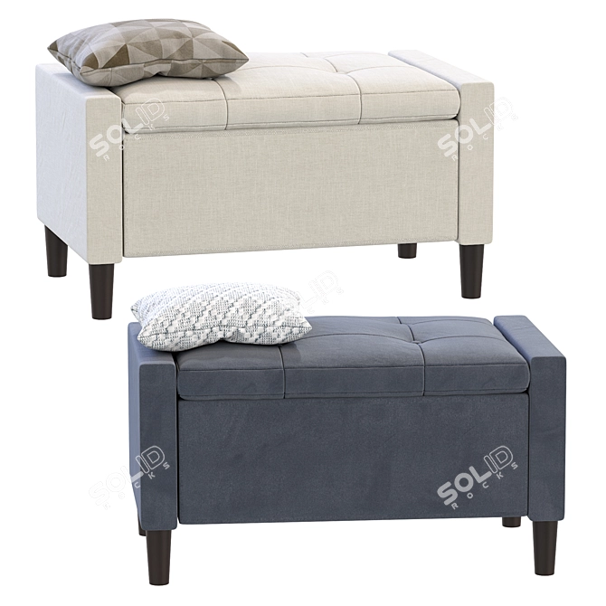 Modern Wooden Storage Bench Organizer 3D model image 3