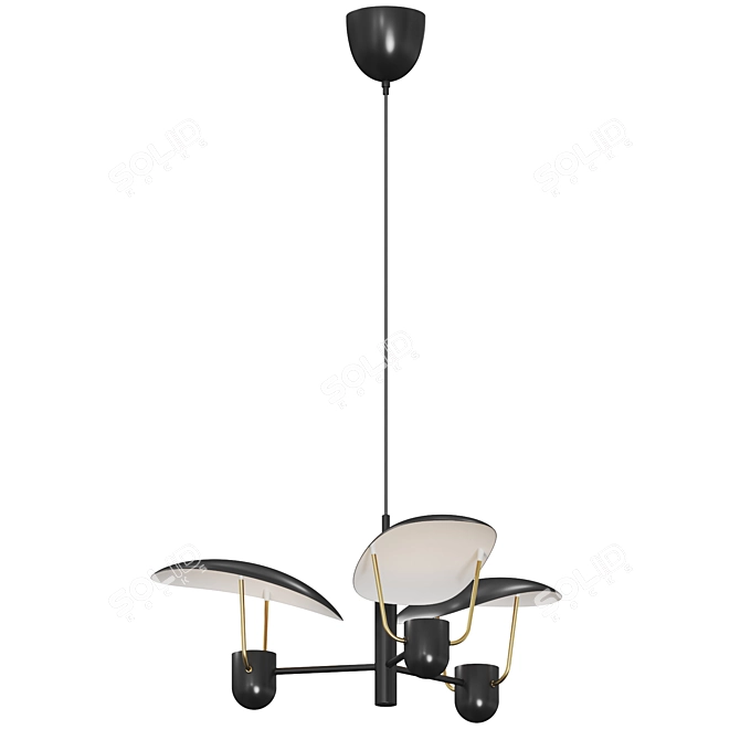 Minimalist Brass Pendant Light 3D model image 2