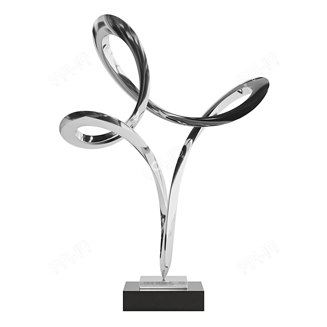 Modern Abstract Steel Waving Sculpture 3D model image 1