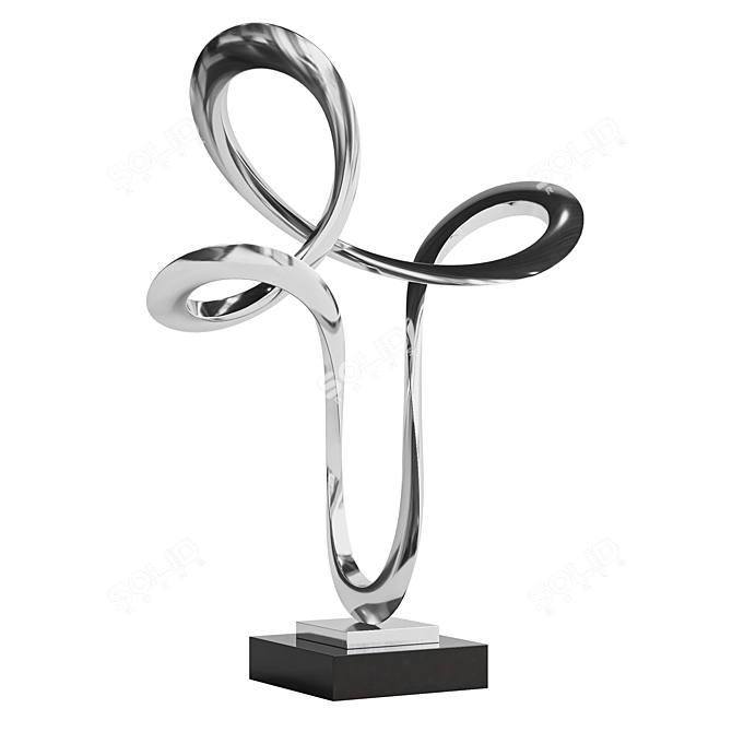 Modern Abstract Steel Waving Sculpture 3D model image 2