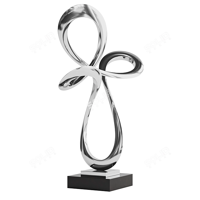 Modern Abstract Steel Waving Sculpture 3D model image 3