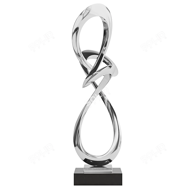 Modern Abstract Steel Waving Sculpture 3D model image 4