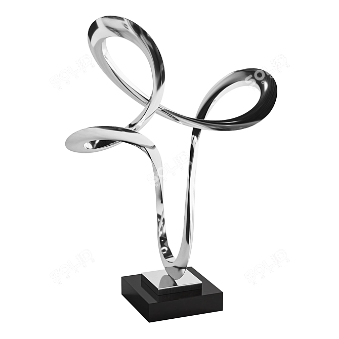 Modern Abstract Steel Waving Sculpture 3D model image 5