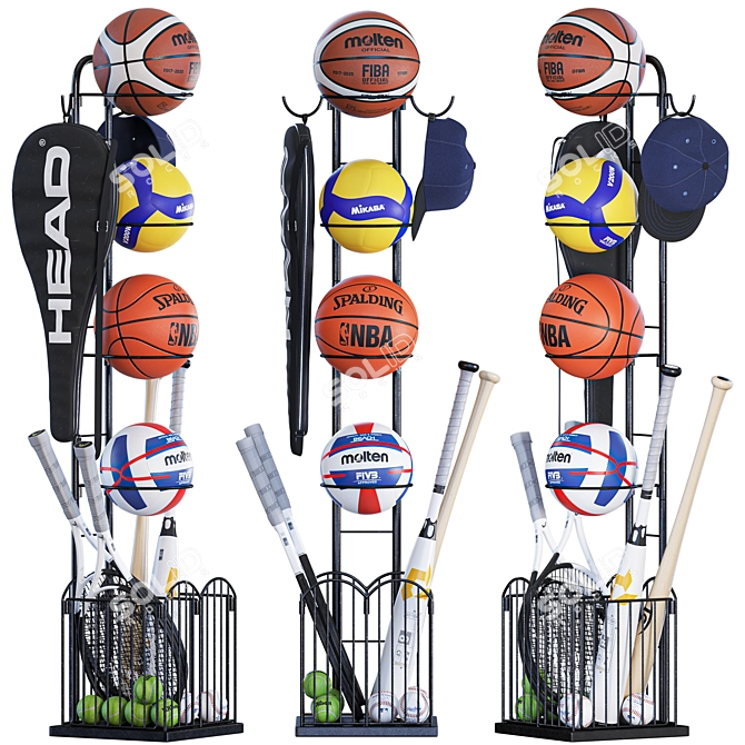 Sport Set Organizer Equipment Storage 3D model image 1