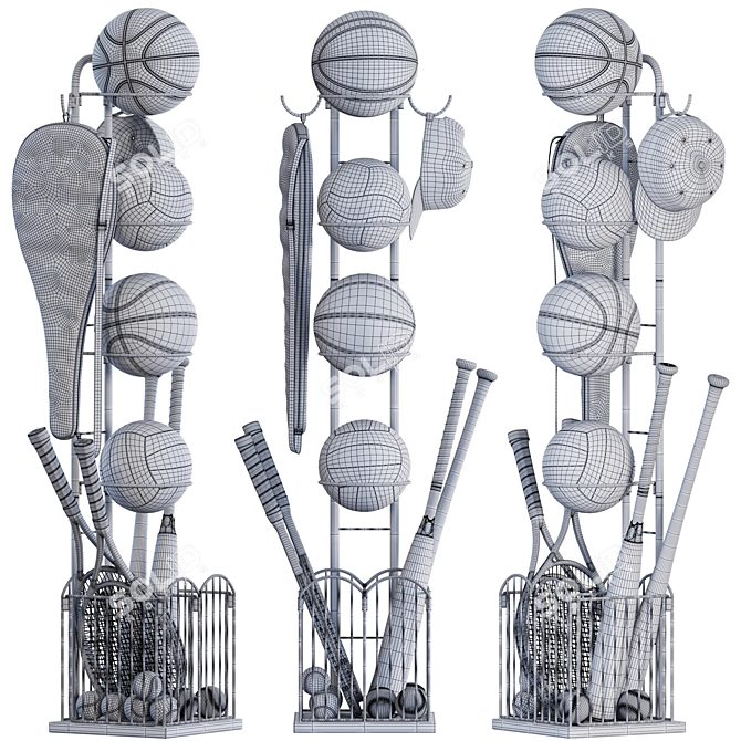 Sport Set Organizer Equipment Storage 3D model image 5