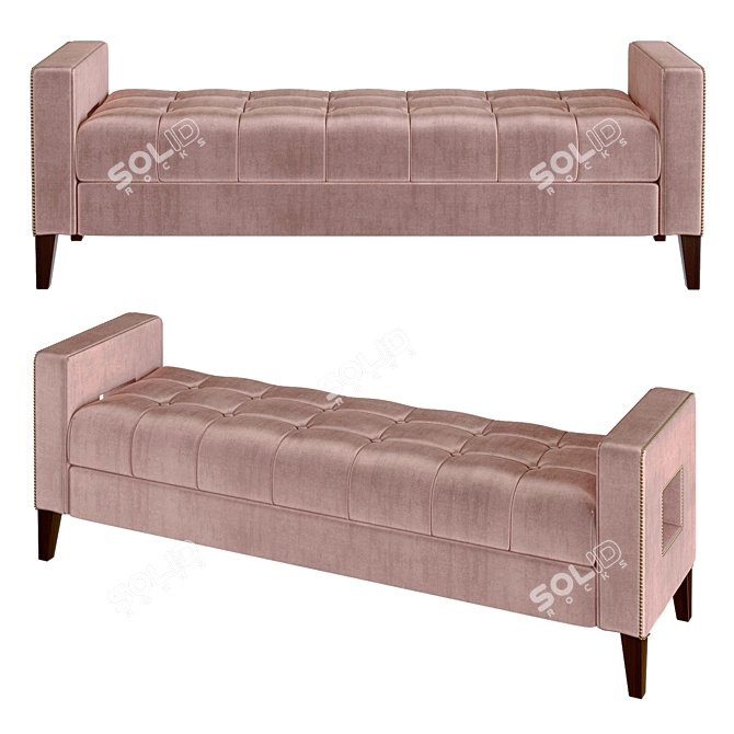 Bloomsbury Bench: Velvet Elegance & Aesthetic 3D model image 1