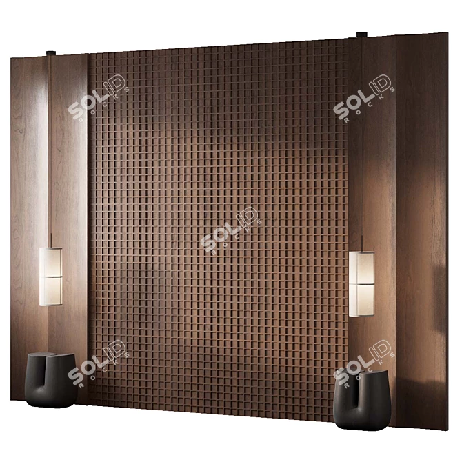 Decorative Headboard with High Polys 3D model image 1