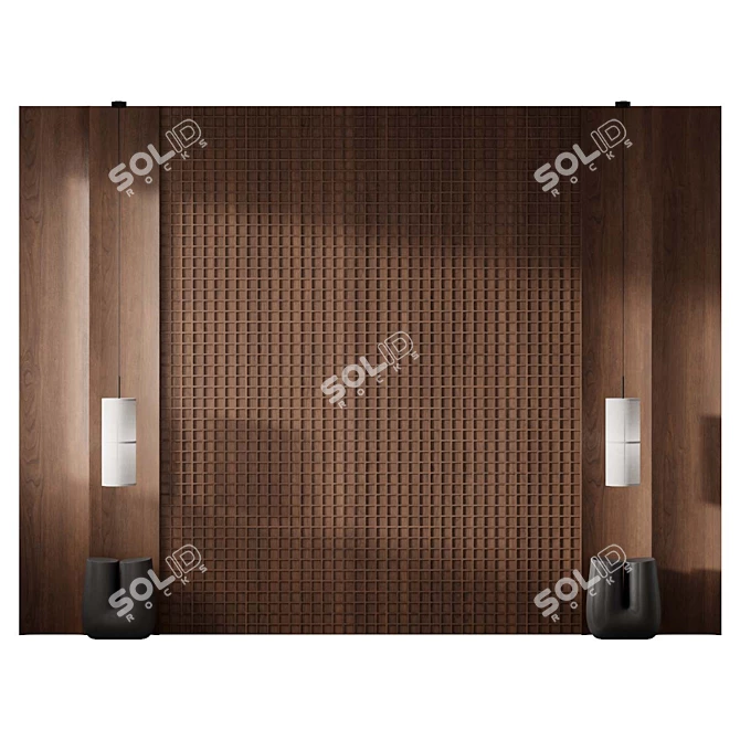 Decorative Headboard with High Polys 3D model image 2