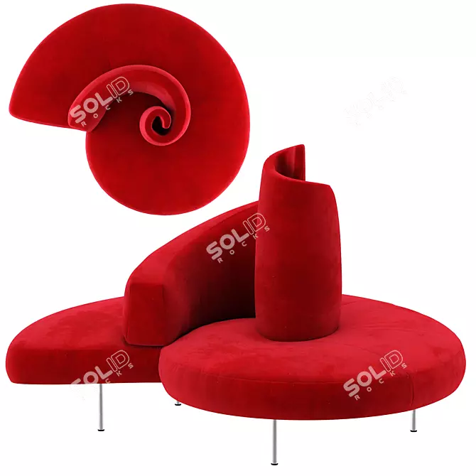 Vintage Tatlin Red Sofa  3D model image 1