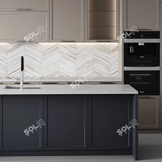 Customizable Neoclassic Kitchen Set 3D model image 3