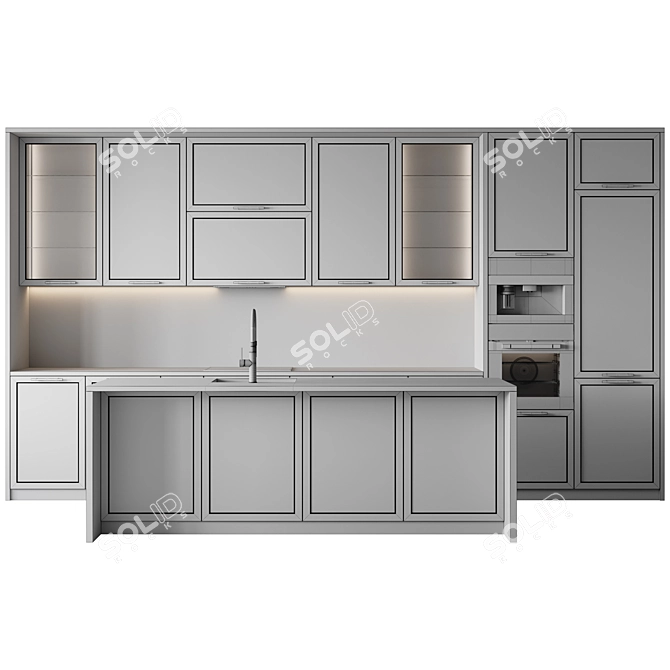 Customizable Neoclassic Kitchen Set 3D model image 6