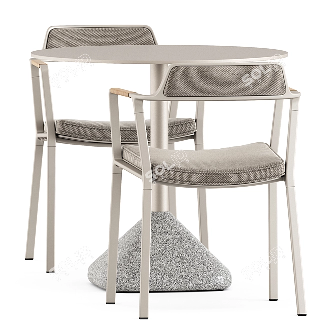 Modern Outdoor Set: Vipp711 Chair & Pedrali Concrete 855 Table 3D model image 3