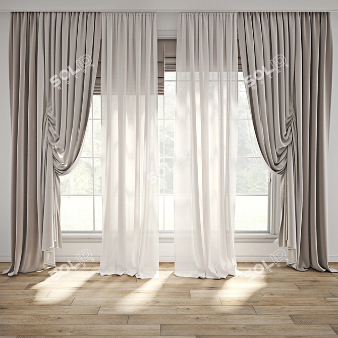 Vintage Curtain 3D Model Kit 3D model image 1