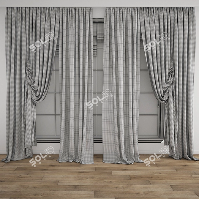 Vintage Curtain 3D Model Kit 3D model image 3