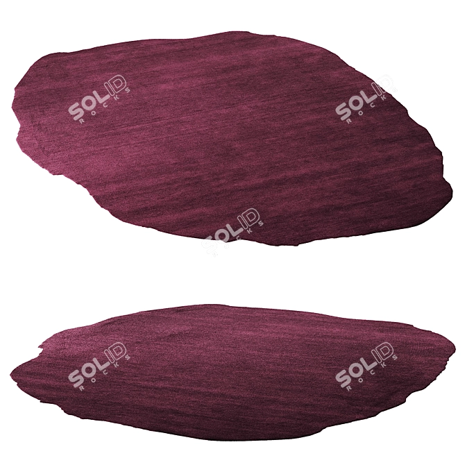 Burgundy Red Organic Wool Rug 3D model image 3