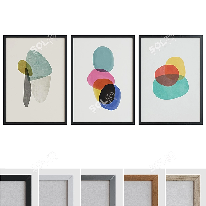 Modern Abstract Picture Frame Set 3D model image 1