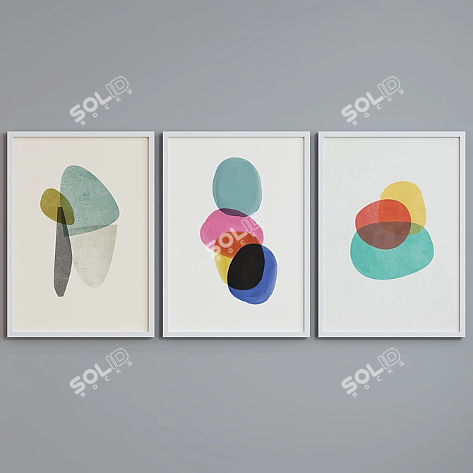 Modern Abstract Picture Frame Set 3D model image 2