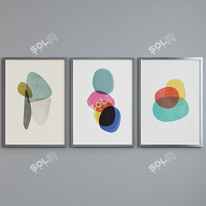 Modern Abstract Picture Frame Set 3D model image 3