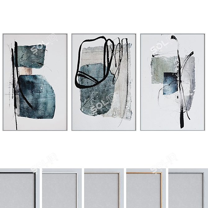 Modern Abstract Picture Frame Set 3D model image 1