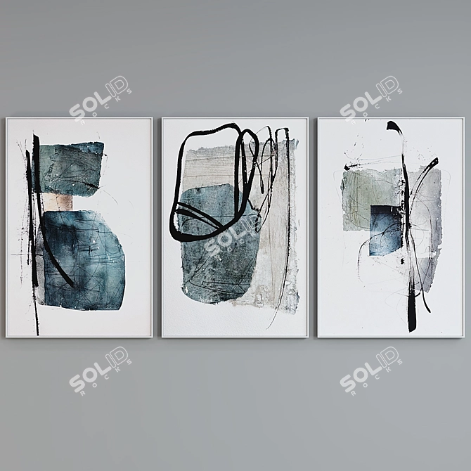 Modern Abstract Picture Frame Set 3D model image 2