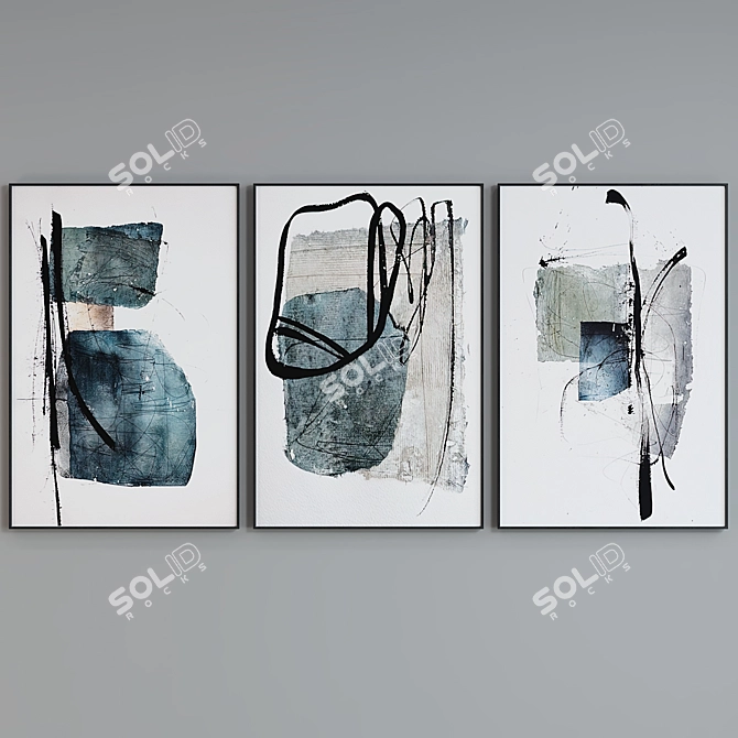 Modern Abstract Picture Frame Set 3D model image 3