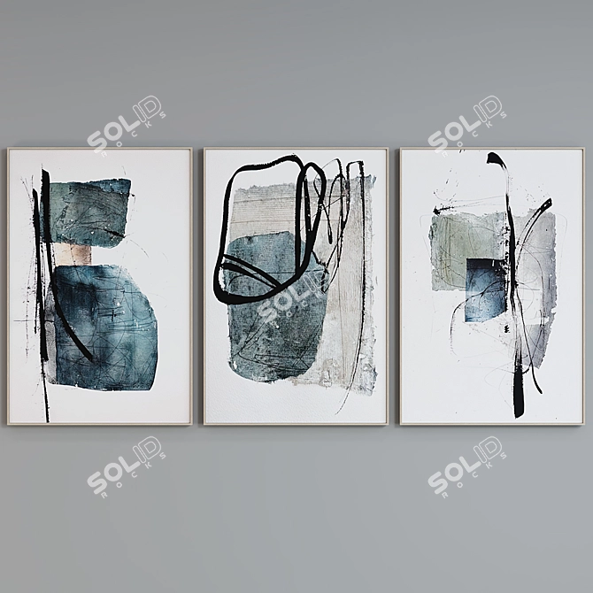 Modern Abstract Picture Frame Set 3D model image 5