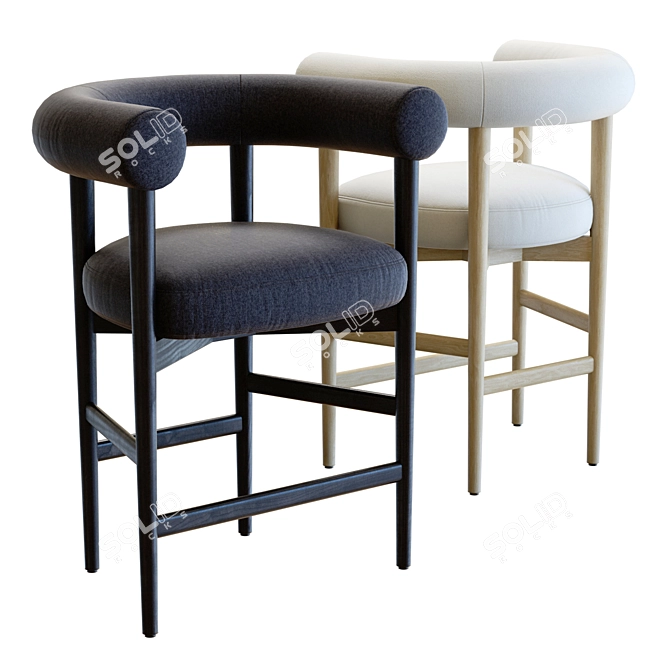 Modern Curved Counter Stool 3D 3D model image 1