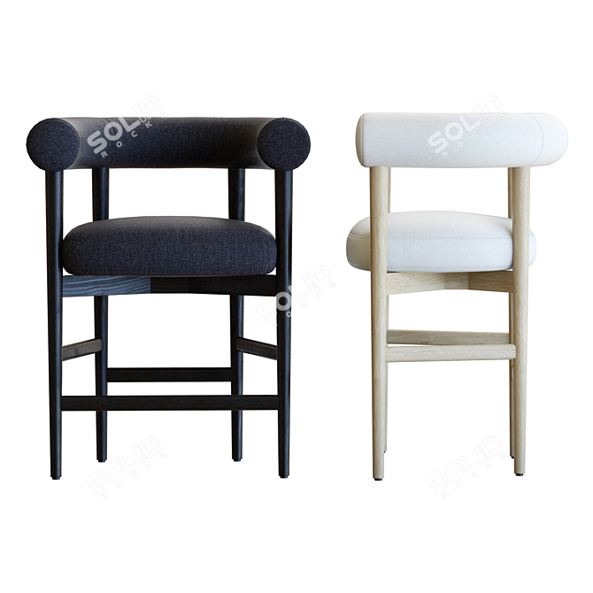 Modern Curved Counter Stool 3D 3D model image 3