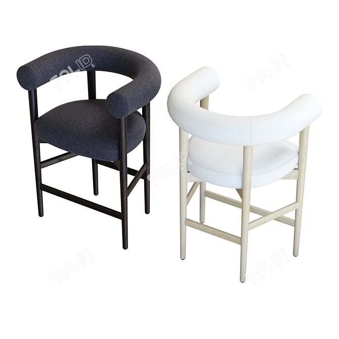 Modern Curved Counter Stool 3D 3D model image 4