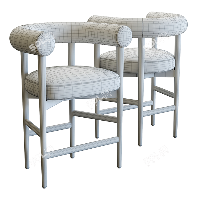 Modern Curved Counter Stool 3D 3D model image 5