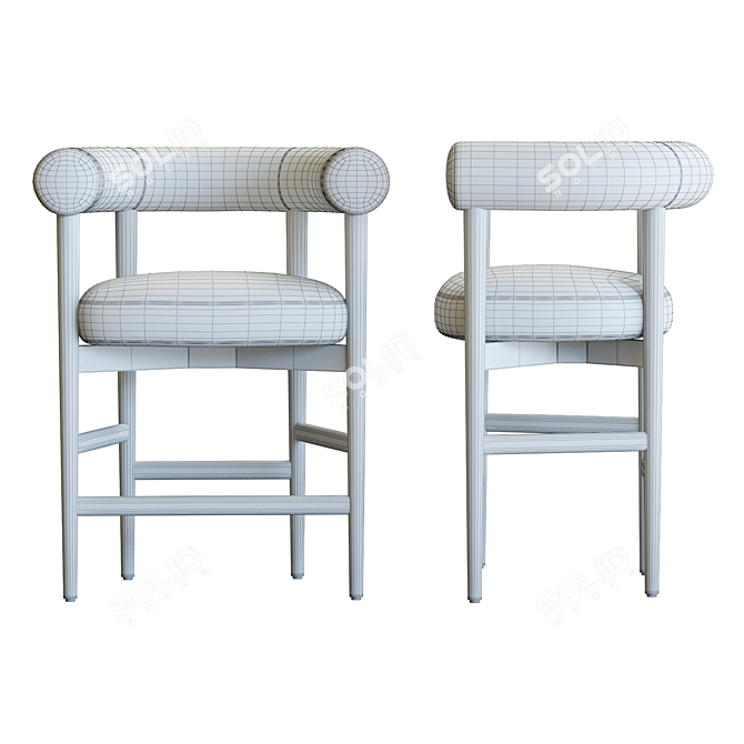 Modern Curved Counter Stool 3D 3D model image 6