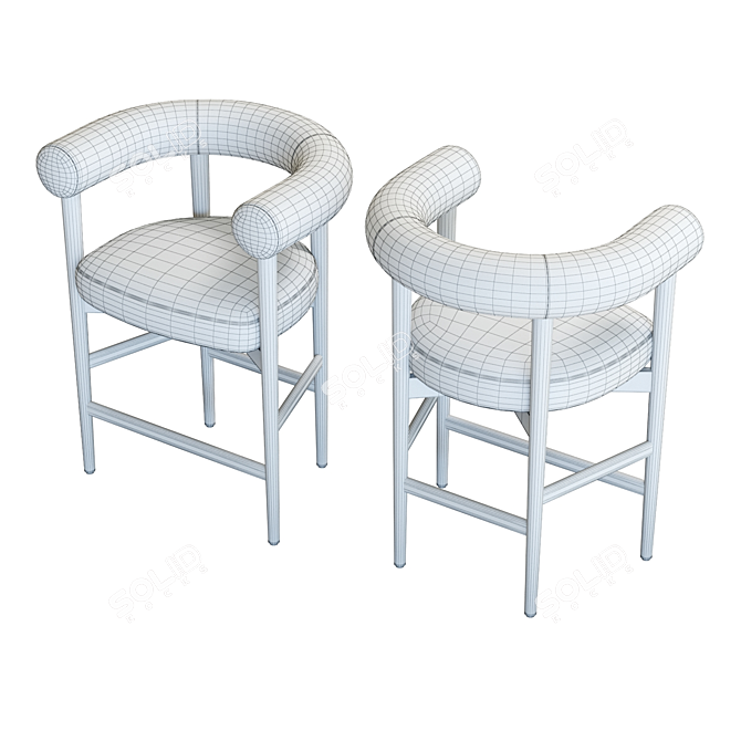 Modern Curved Counter Stool 3D 3D model image 7