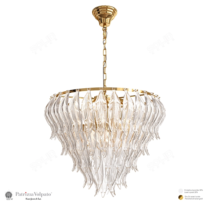 Textured Glass Gold Chrome Chandelier 3D model image 1