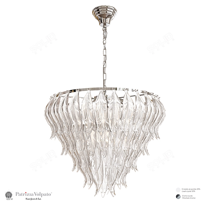 Textured Glass Gold Chrome Chandelier 3D model image 2