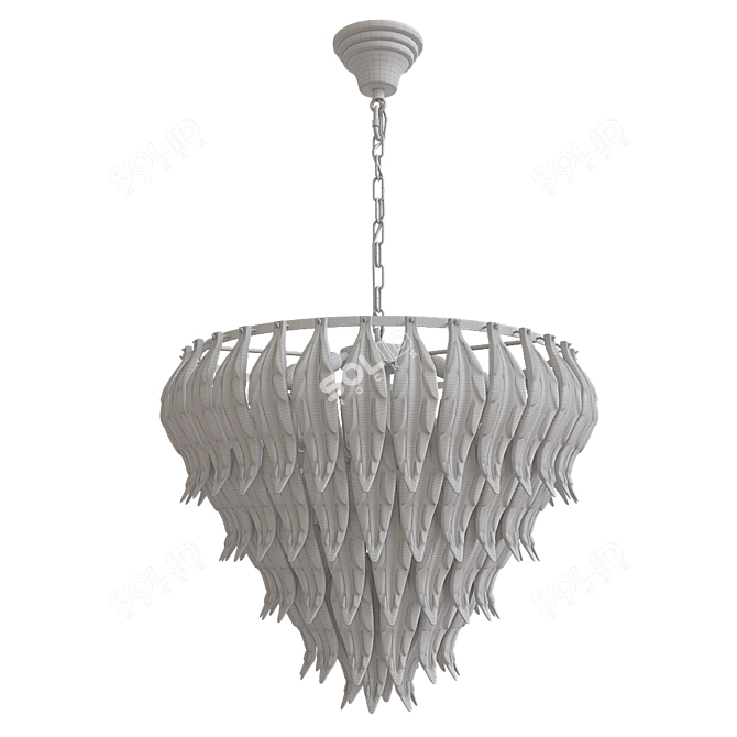 Textured Glass Gold Chrome Chandelier 3D model image 3