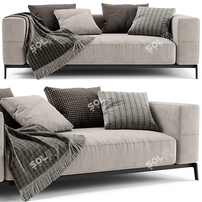 Contemporary Flexform Ettore Sofa 3D model image 2