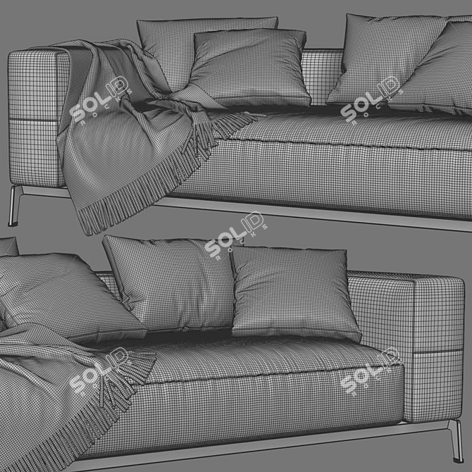 Contemporary Flexform Ettore Sofa 3D model image 5