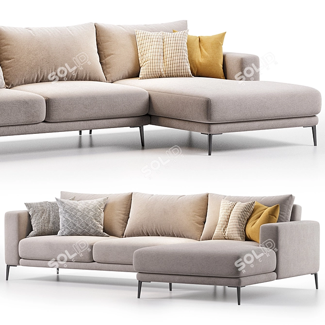Stylish Modern Hoekbank Barlio Sofa 3D model image 2