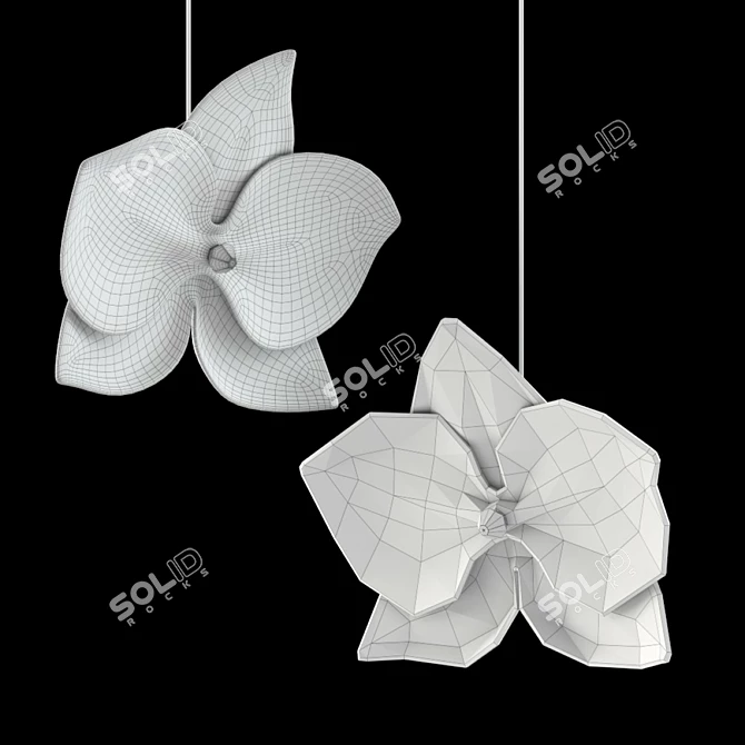 Ethereal Orchid Porcelain Chandeliers 3D model image 2