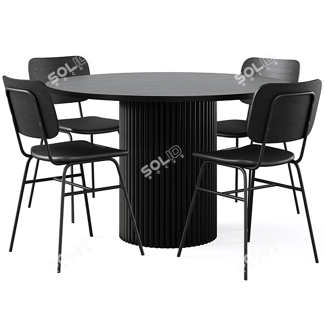 Modern Dining Set with Brent 3D model image 1