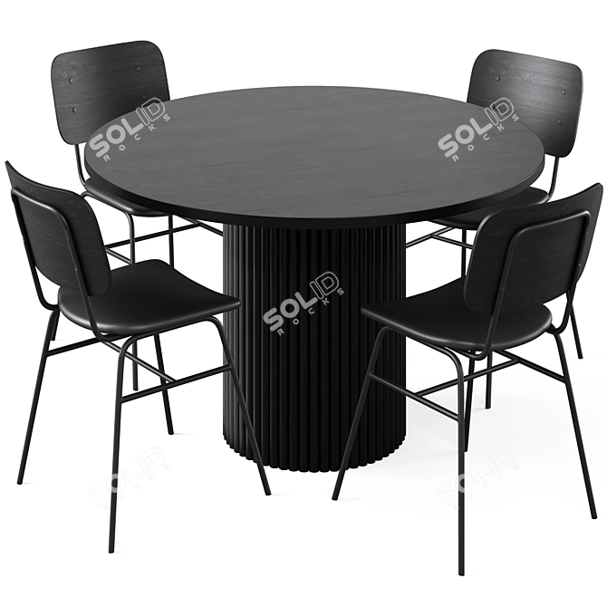 Modern Dining Set with Brent 3D model image 9
