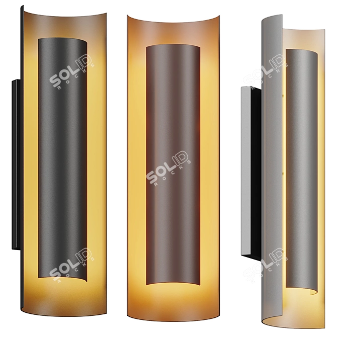 Industrial Chic Curved LED Sconce 3D model image 1
