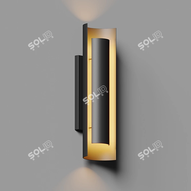 Industrial Chic Curved LED Sconce 3D model image 2
