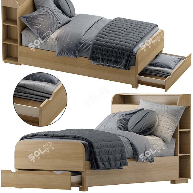 Woodland Kids Bed with Shelves 3D model image 2